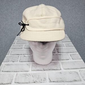 Women's Stormy Kromer Cream Wool Hat Cap Made USA Trapper Tie Size 7 1/2" Warm